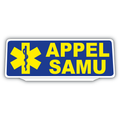 Clip Plaque Pare-Soleil Appel SAMU Rétro-Réfléchissant Jaune et Bleu