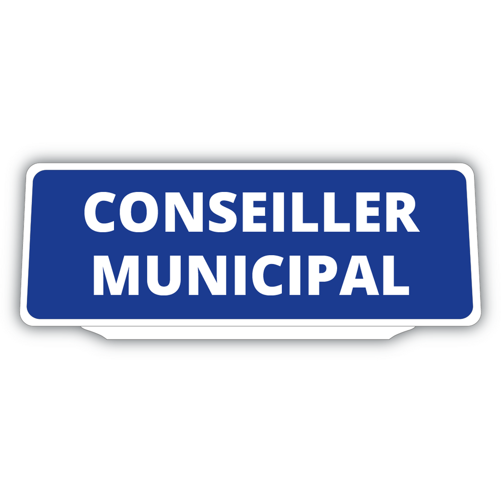 Clip Plaque Pare-Soleil Voiture Conseiller Municipal Fond Bleu Rétro-Réfléchissant
