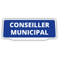 Clip Plaque Pare-Soleil Voiture Conseiller Municipal Fond Bleu Rétro-Réfléchissant