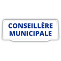 Clip Plaque Pare-Soleil Voiture Conseillère Municipale Fond Blanc Rétro-Réfléchissant