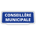 Clip Plaque Pare-Soleil Voiture Conseillère Municipale Fond Bleu Rétro-Réfléchissant