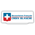 Clip Plaque Pare-Soleil Secouriste Français Croix Blanche Rétro-Réfléchissant Fond Blanc