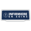 Clip Plaque Pare-Soleil Infirmière en Soins avec Caducée Rétro-Réfléchissant Fond Bleu