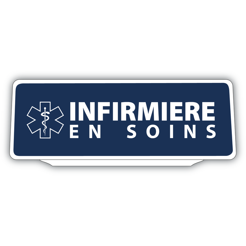 Clip Plaque Pare-Soleil Infirmière en Soins avec Caducée Rétro-Réfléchissant Fond Bleu