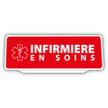 Clip Plaque Pare-Soleil Infirmière en Soins avec Caducée Rétro-Réfléchissant Fond Rouge