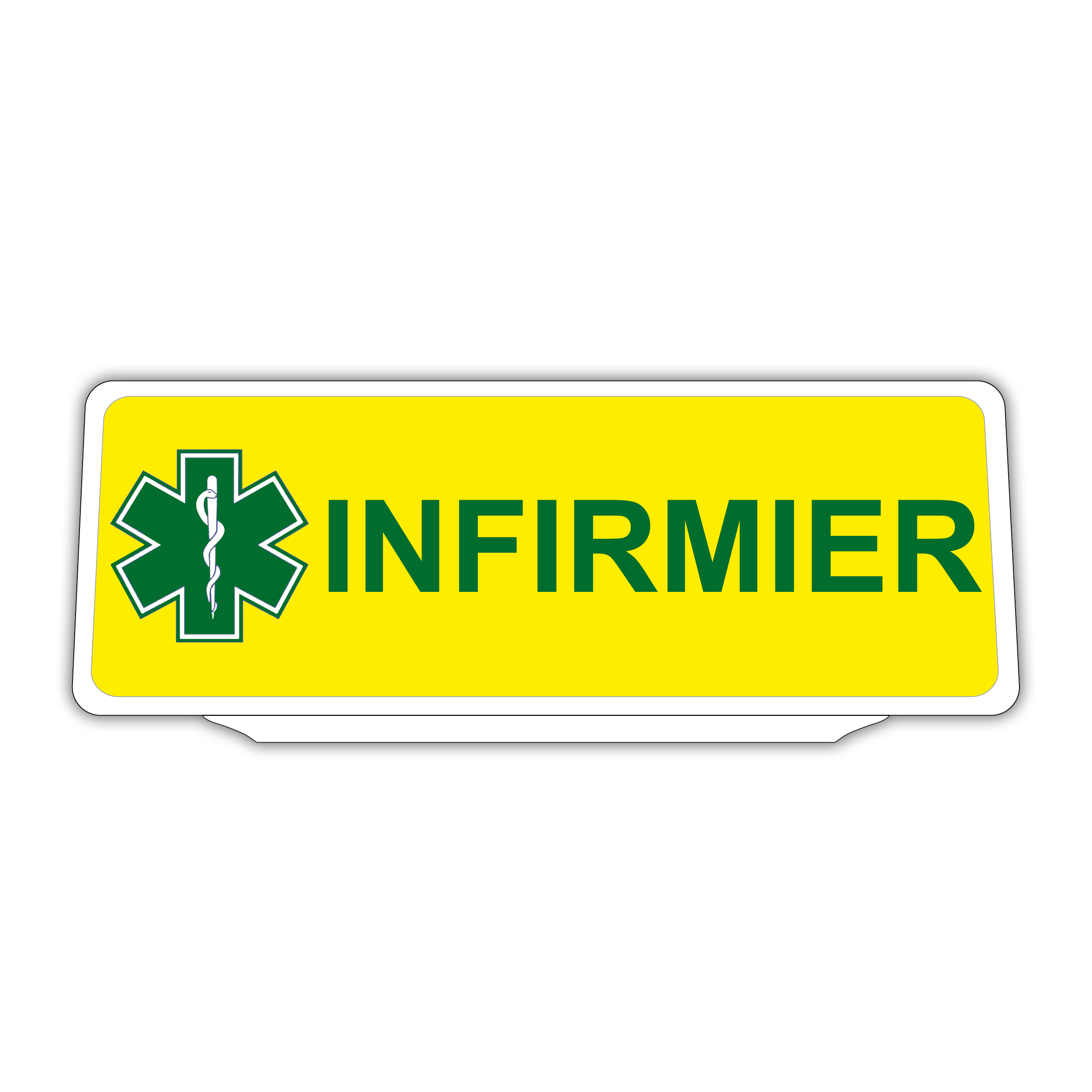 Clip Plaque Pare-Soleil Voiture Infirmier Fond Jaune Rétro-Réfléchissant