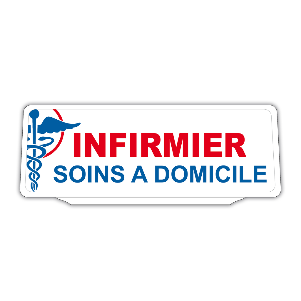 Clip Plaque Pare-Soleil Voiture Infirmier Soins à Domicile Fond Blanc V3 Rétro-Réfléchissant