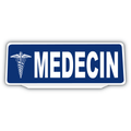 Clip Plaque Pare-Soleil Médecin avec Caducée Rétro-Réfléchissant Bleu Version 3