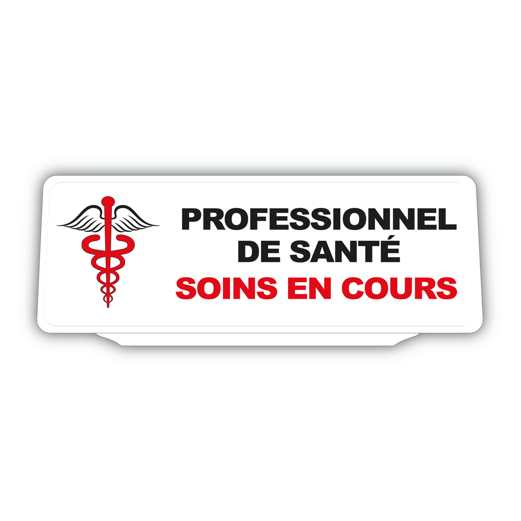 Clip Plaque Pare-Soleil Voiture Professionnel de Santé Soins en cours Version 2 Rétro-Réfléchissant