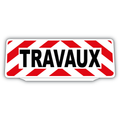 Clip Plaque Pare-Soleil Travaux Rétro-Réfléchissant Blanc et Rouge